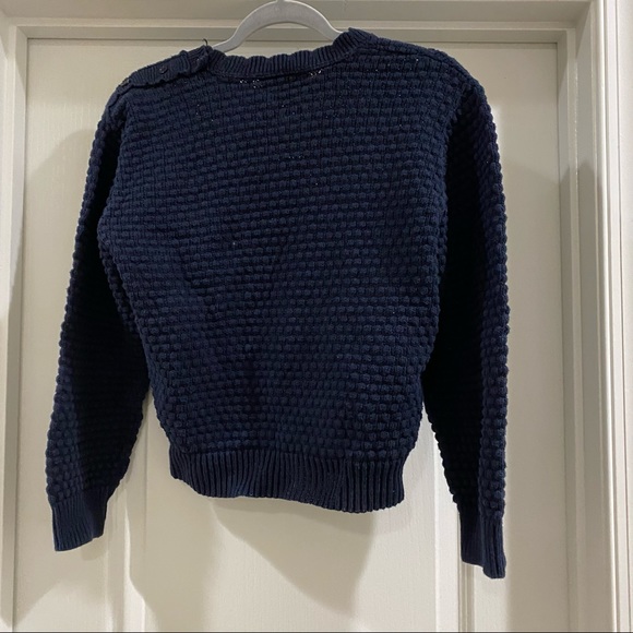 Vintage hand embroidered floral sweater M navy blue - Picture 4 of 9